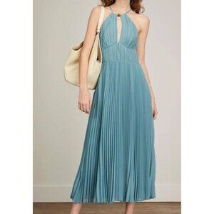 Jonathan Simkhai Sz 2 Midi Dress Blue Carli Halter Classic Minimalist Designer